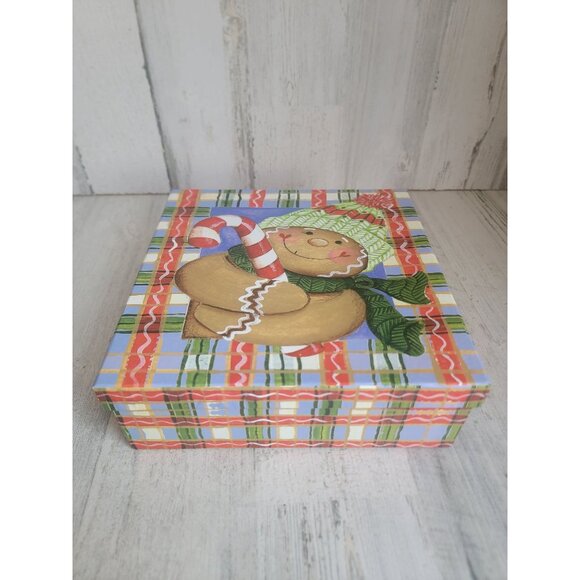 unbranded Other - Gingerbread candy cane box plaid cardboard Xmas decor